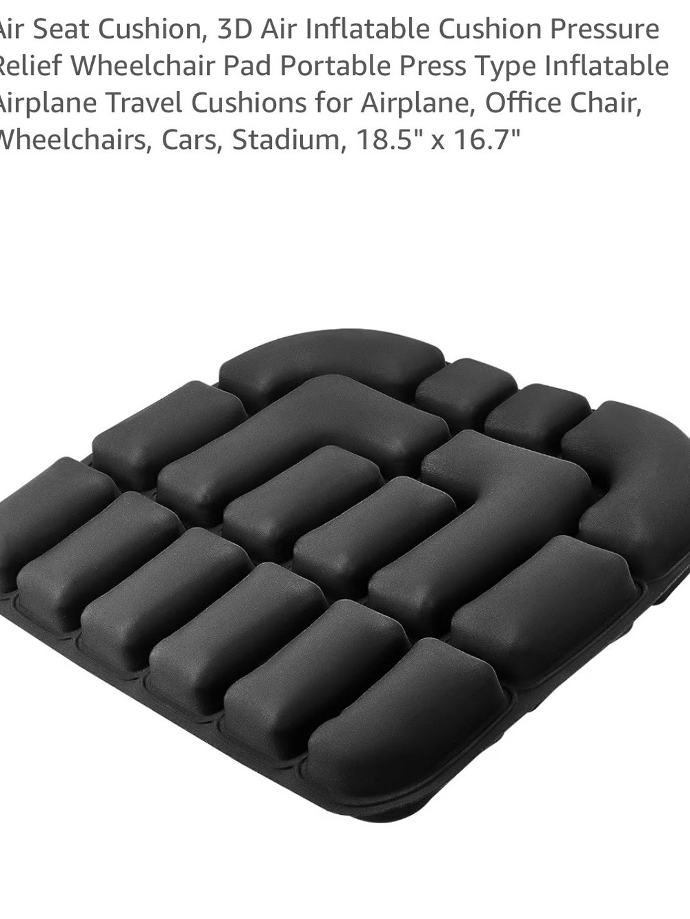 Universal Black 3D Inflatable Air Seat Cushion Pad